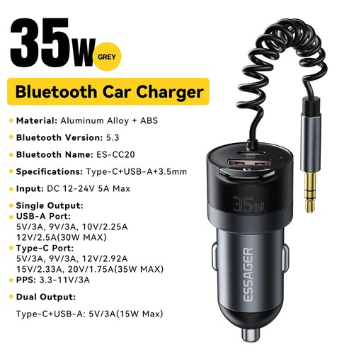 Essager 35w bluetooth usb - bluetooth,